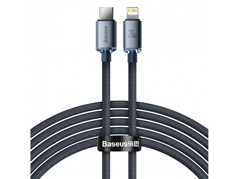 BASEUS Crystal Shine USB-C kábel a Lightninghez, 20W, PD, 2m, fekete